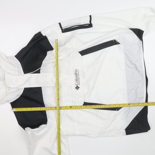 Columbia Men’s White Black Windbreaker Hooded Jacket L Outdoor Sports