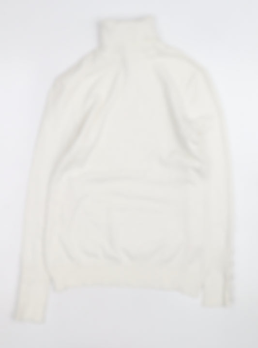 Savida Women's Ivory Roll Neck Button Sleeve Jumper Size 10
