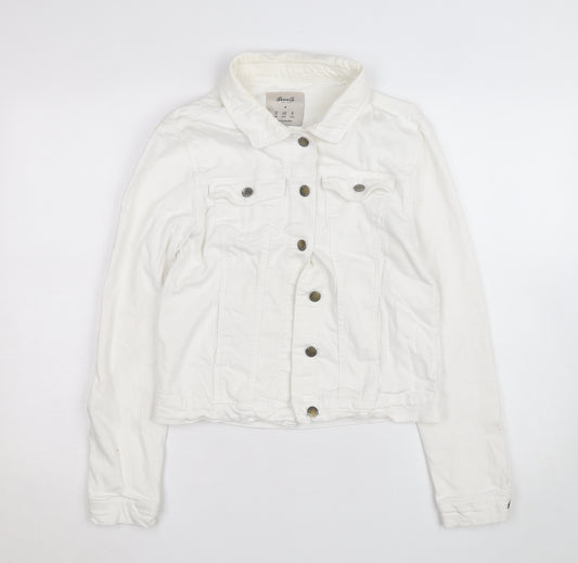 Denim Co. Women White Size 12 Cotton Basic Jacket