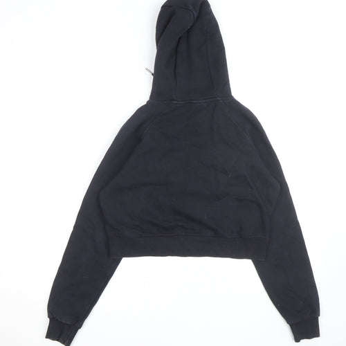 Ellesse Womens Black Cropped Pullover Hoodie UK 10 Logo Print