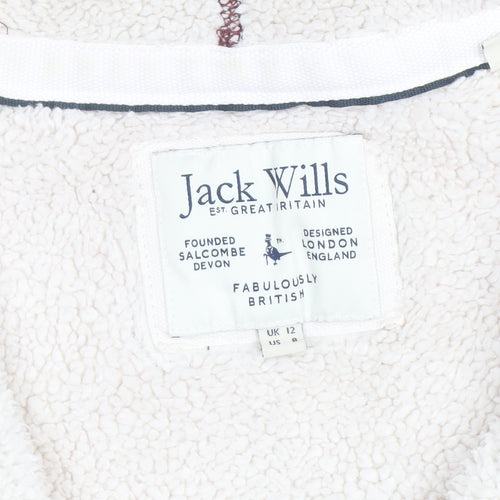 Jack Wills Women's Burgundy Full Zip Hoodie UK 12 Fleece Lined Casual
