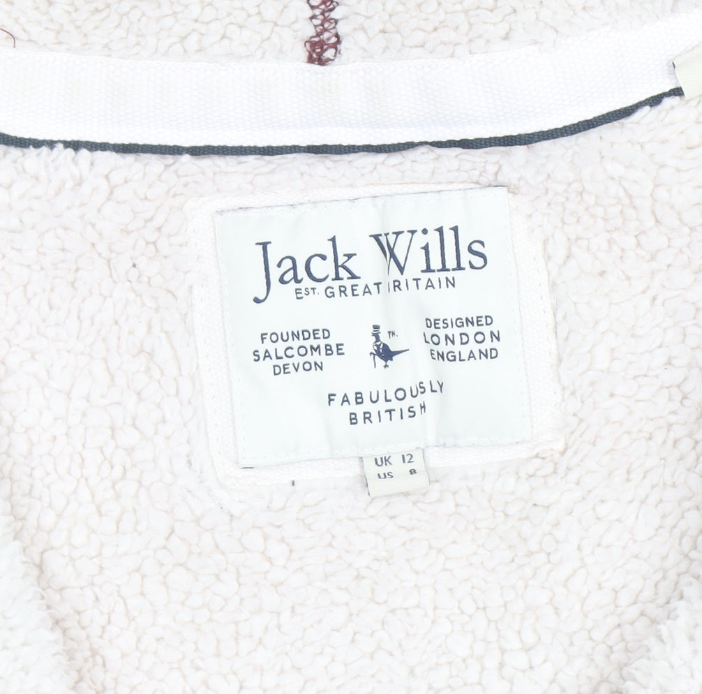 Jack Wills Women's Burgundy Full Zip Hoodie UK 12 Fleece Lined Casual