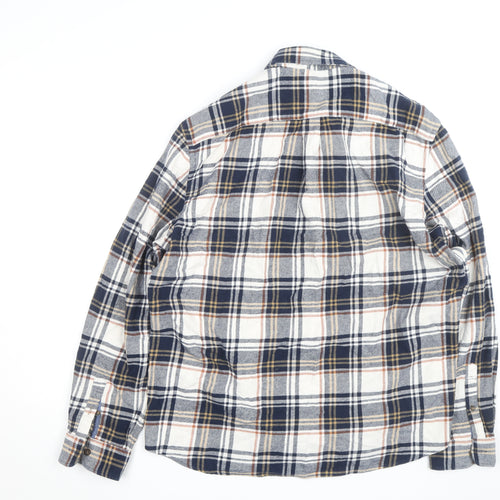 Marks and Spencer Men's Blue Plaid Cotton Flannel Shirt XL
