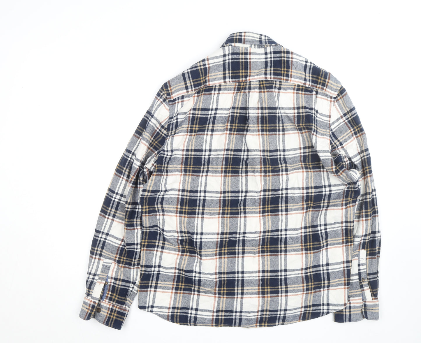 Marks and Spencer Men's Blue Plaid Cotton Flannel Shirt XL
