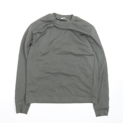 Uniqlo Men Grey XS Long Sleeve Crew Neck Cotton Casual Top