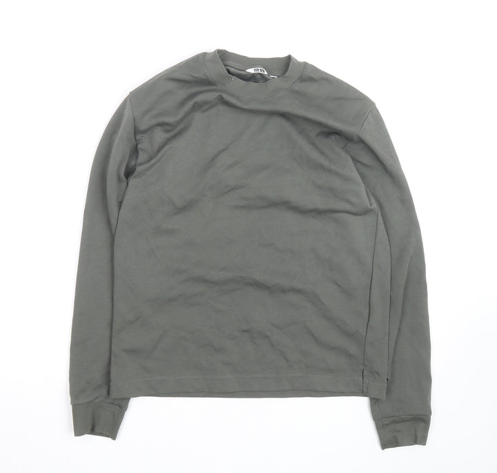 Uniqlo Men Grey XS Long Sleeve Crew Neck Cotton Casual Top