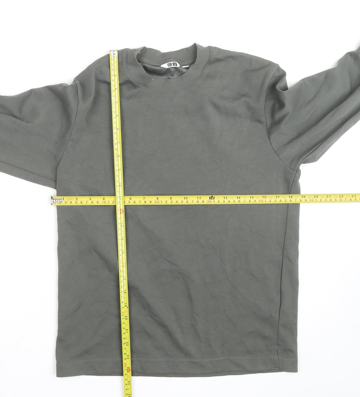 Uniqlo Men Grey XS Long Sleeve Crew Neck Cotton Casual Top