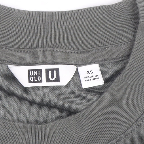 Uniqlo Men Grey XS Long Sleeve Crew Neck Cotton Casual Top