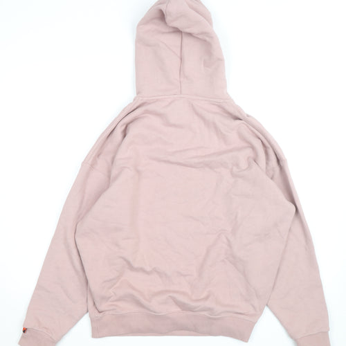 Superdry Womens Pink Hooded Pullover Sweatshirt UK 8 Rhinestone Logo