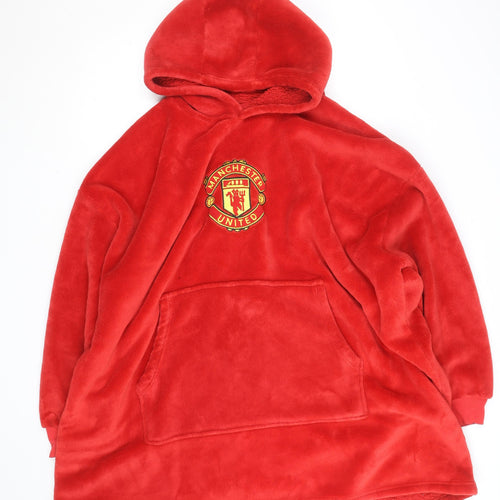 Manchester United Men's Red Fleece Hooded Robe S-M