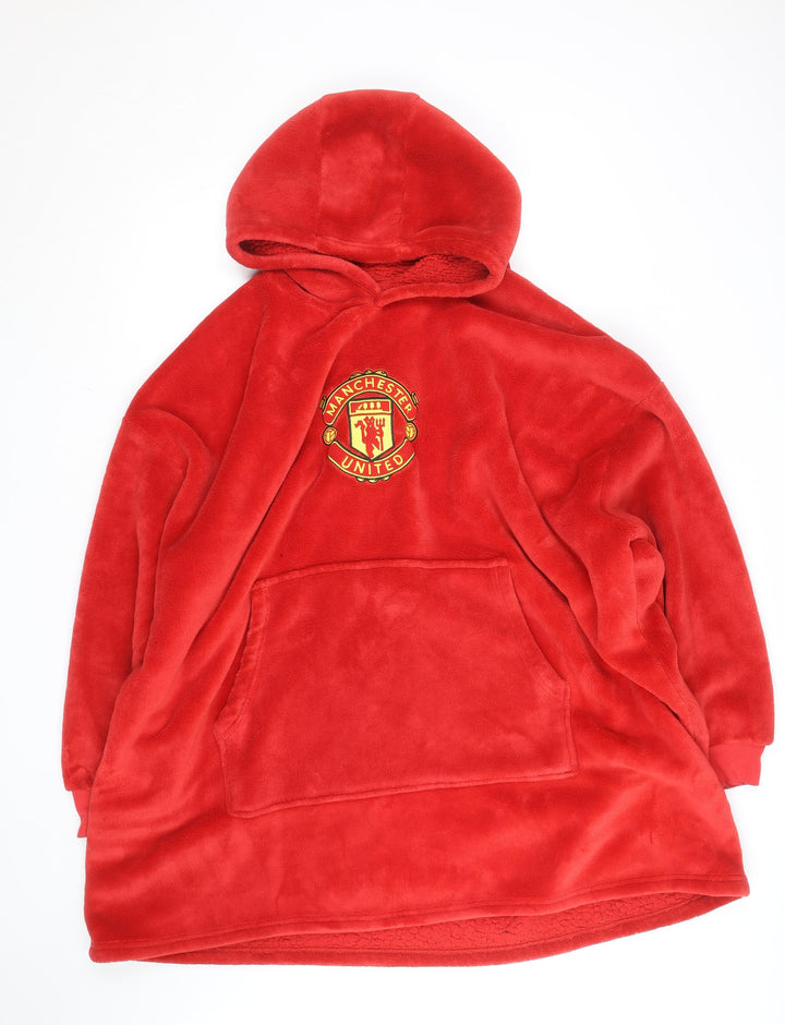 Manchester United Men's Red Fleece Hooded Robe S-M