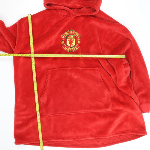 Manchester United Men's Red Fleece Hooded Robe S-M