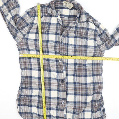 L.L. Bean Men's Blue Check Flannel Button-Up Shirt M Tall