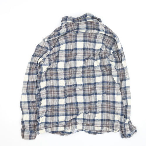 L.L. Bean Men's Blue Check Flannel Button-Up Shirt M Tall