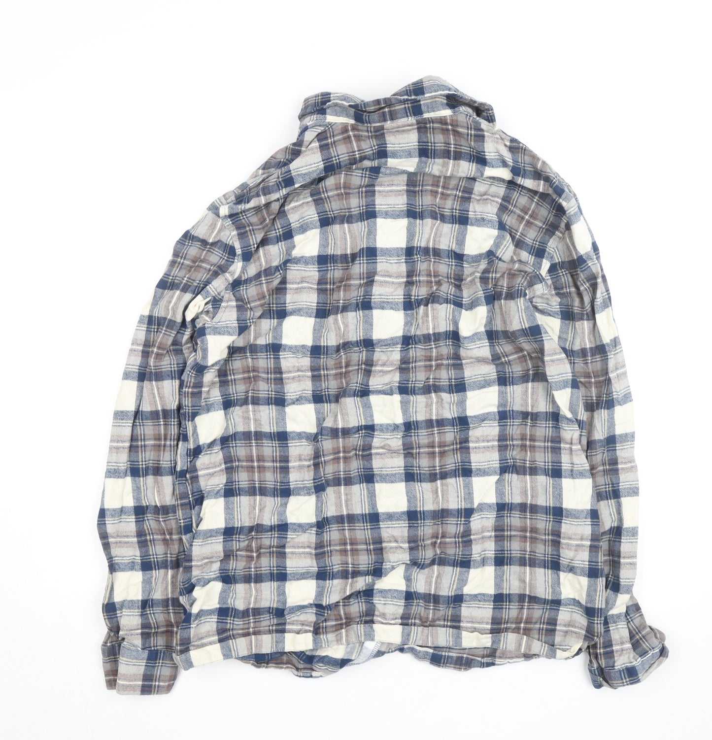 L.L. Bean Men's Blue Check Flannel Button-Up Shirt M Tall