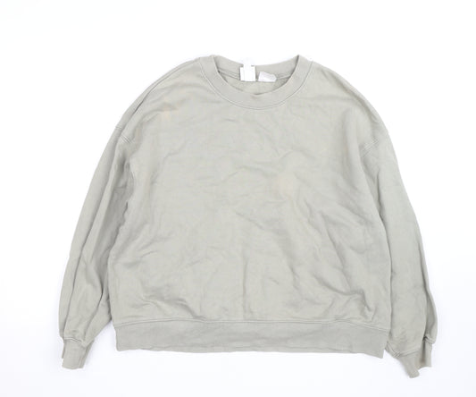 H&M Men's Beige Pullover Sweatshirt Size M Regular Fit Crew Neck