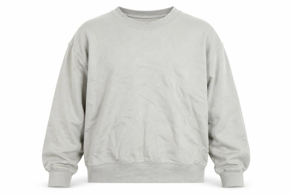 Front view of H&M Men's Beige Pullover Sweatshirt, size M, Regular Fit Crew Neck