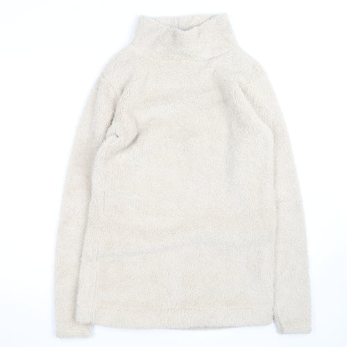 Missguided Women Beige Fleece Roll Neck Long Sleeve Pullover Jumper UK 6
