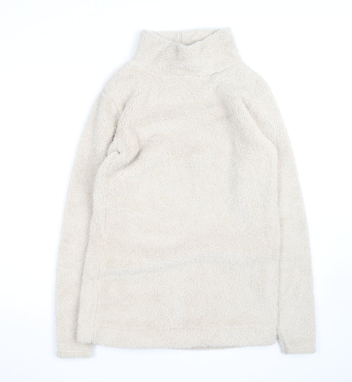 Missguided Women Beige Fleece Roll Neck Long Sleeve Pullover Jumper UK 6