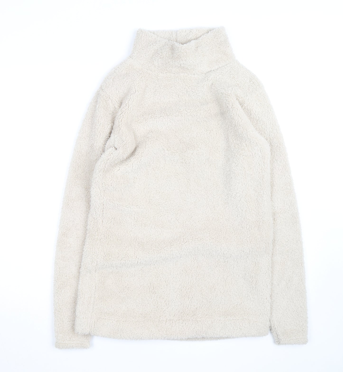 Missguided Women Beige Fleece Roll Neck Long Sleeve Pullover Jumper UK 6