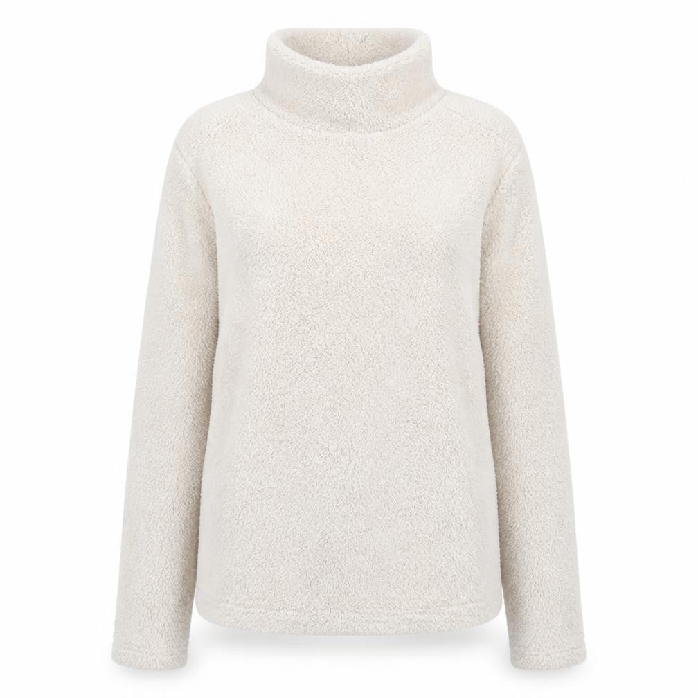 Missguided Women Beige Fleece Roll Neck Long Sleeve Pullover Jumper UK 6