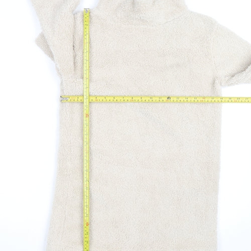 Missguided Women Beige Fleece Roll Neck Long Sleeve Pullover Jumper UK 6