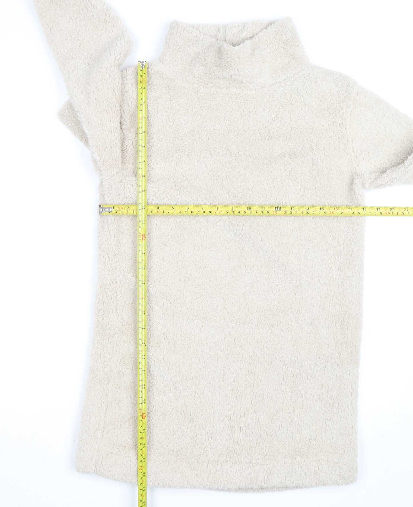Missguided Women Beige Fleece Roll Neck Long Sleeve Pullover Jumper UK 6