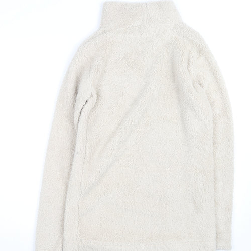 Missguided Women Beige Fleece Roll Neck Long Sleeve Pullover Jumper UK 6