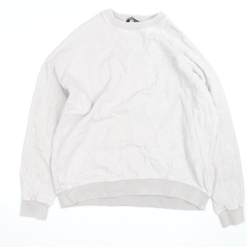 Zara Women Beige Pullover Sweatshirt Size L Relaxed Fit Cotton Blend
