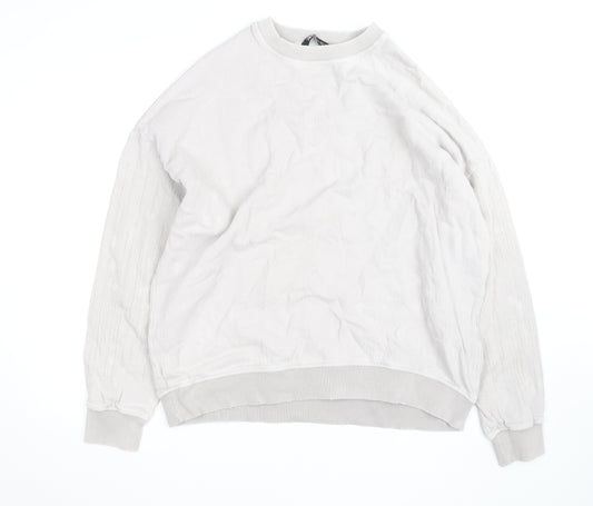 Zara Women Beige Pullover Sweatshirt Size L Relaxed Fit Cotton Blend