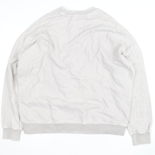 Zara Women Beige Pullover Sweatshirt Size L Relaxed Fit Cotton Blend