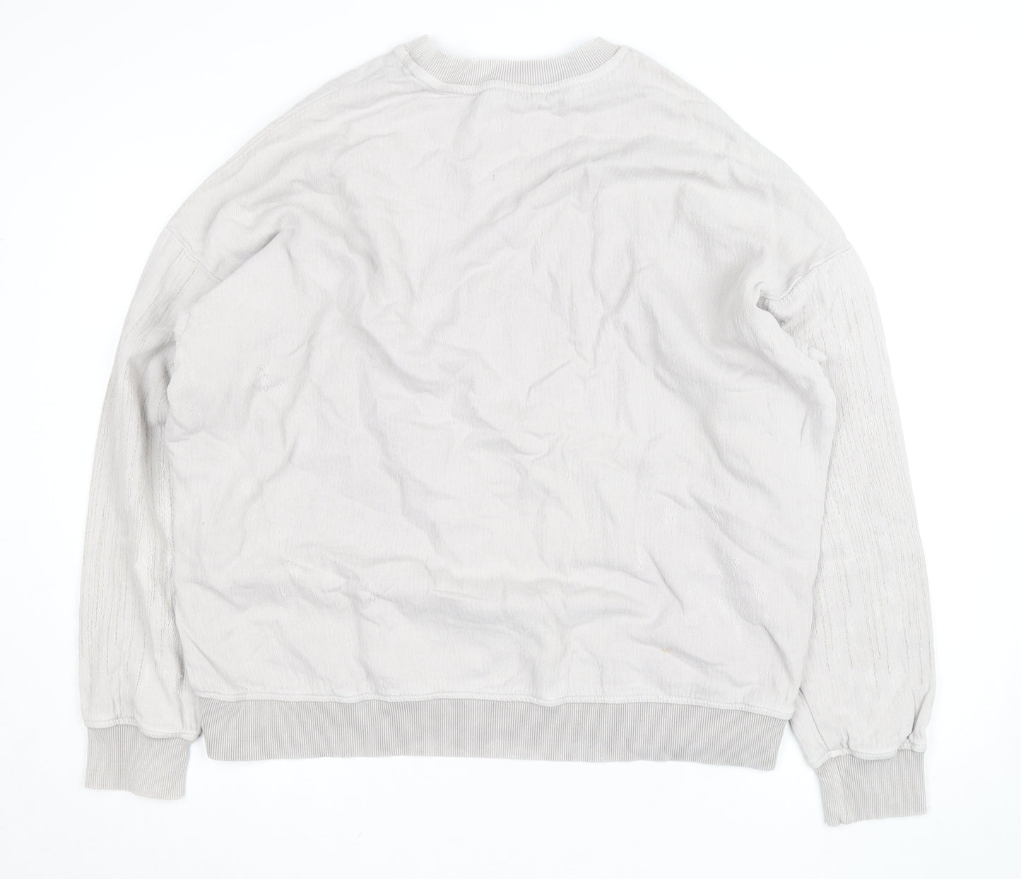 Zara Women Beige Pullover Sweatshirt Size L Relaxed Fit Cotton Blend
