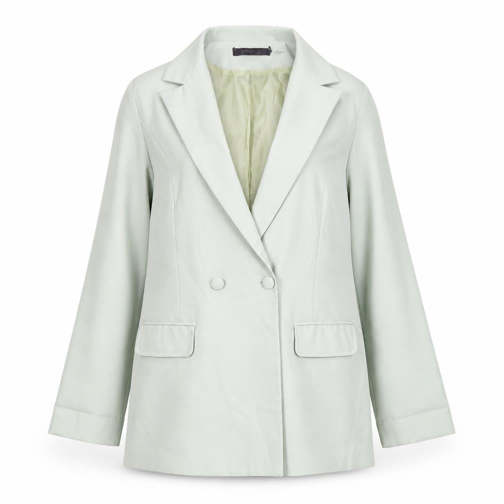 Front view of Zara Women Mint Green Double-Breasted Blazer UK 10 Regular Fit