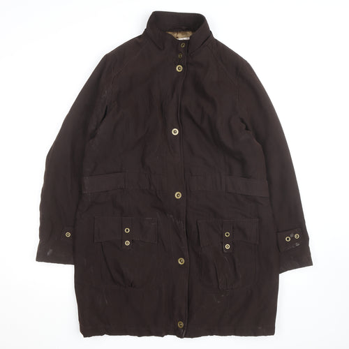 CC Men's Brown Mid-Length Cotton Blend Overcoat M