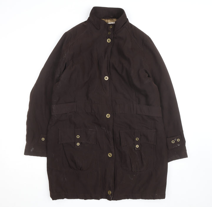 CC Men's Brown Mid-Length Cotton Blend Overcoat M