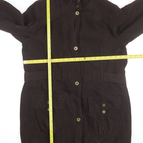 CC Men's Brown Mid-Length Cotton Blend Overcoat M