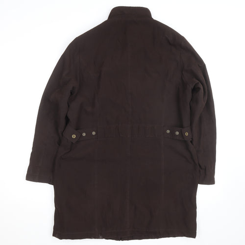 CC Men's Brown Mid-Length Cotton Blend Overcoat M