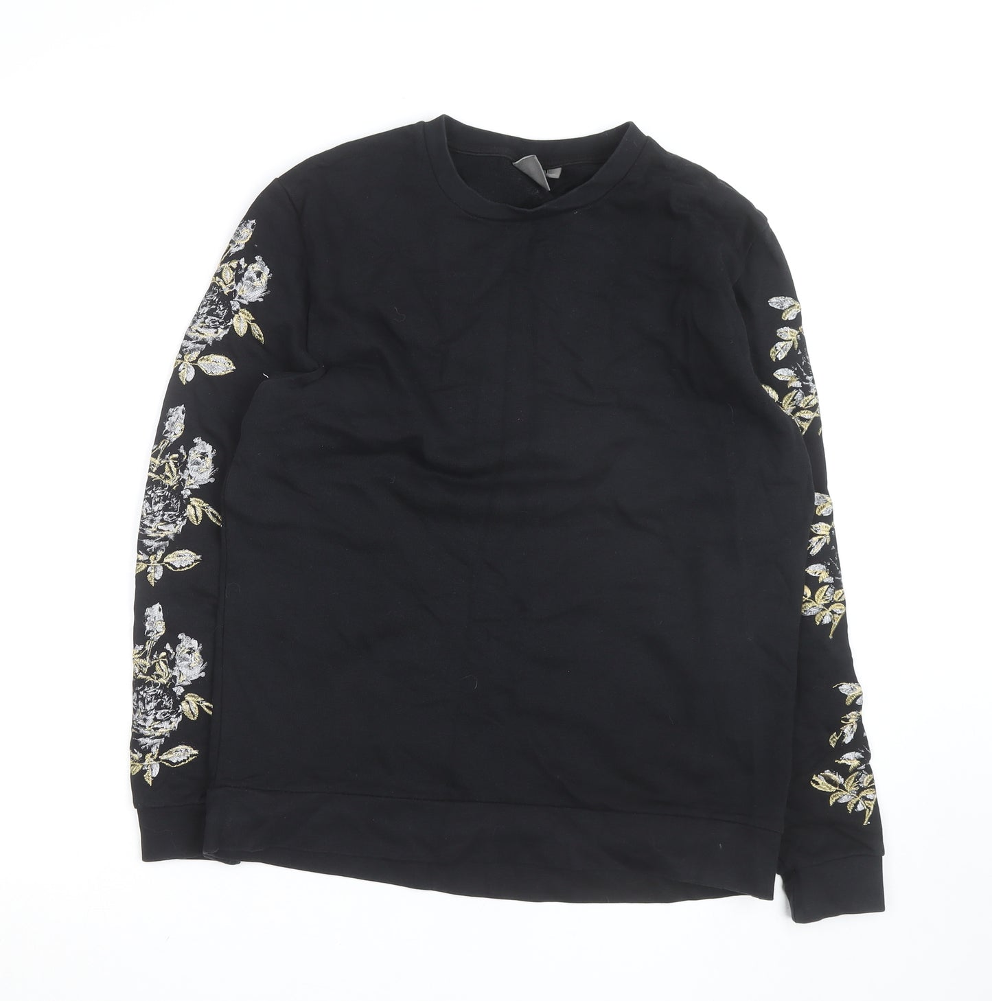 ASOS Women's Black Embroidered Floral Cotton Sweatshirt Size M