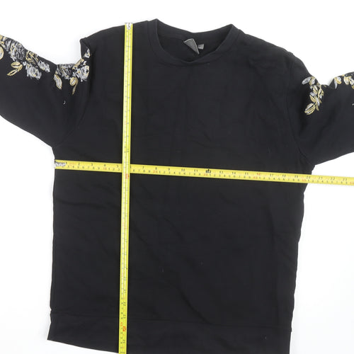 ASOS Women's Black Embroidered Floral Cotton Sweatshirt Size M