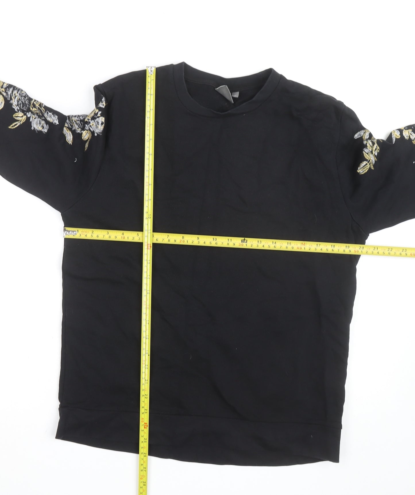 ASOS Women's Black Embroidered Floral Cotton Sweatshirt Size M