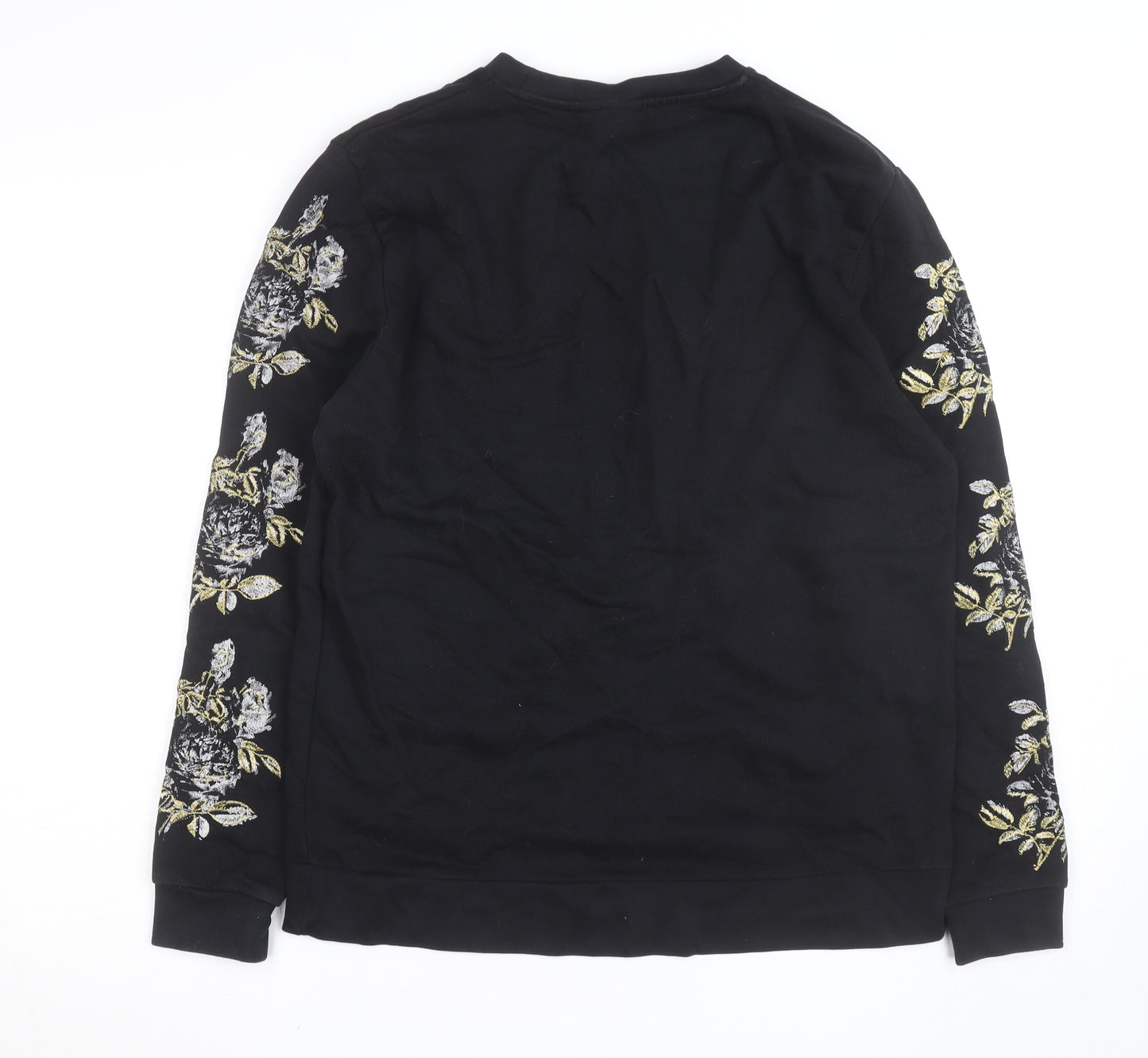 ASOS Women's Black Embroidered Floral Cotton Sweatshirt Size M