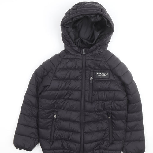 McKenzie Boys Black Hooded Puffer Jacket 9-10 Years Winter Insulated Coat