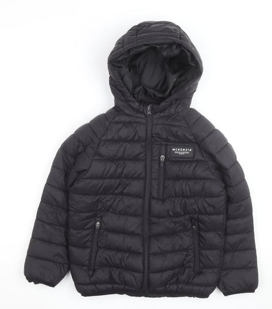 McKenzie Boys Black Hooded Puffer Jacket 9-10 Years Winter Insulated Coat