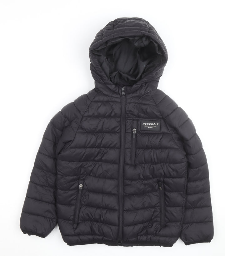 McKenzie Boys Black Hooded Puffer Jacket 9-10 Years Winter Insulated Coat