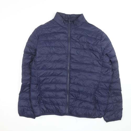Fila Men's Blue Puffer Jacket L/42in Quilted Lightweight Zip Coat
