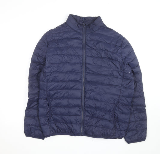 Fila Men's Blue Puffer Jacket L/42in Quilted Lightweight Zip Coat