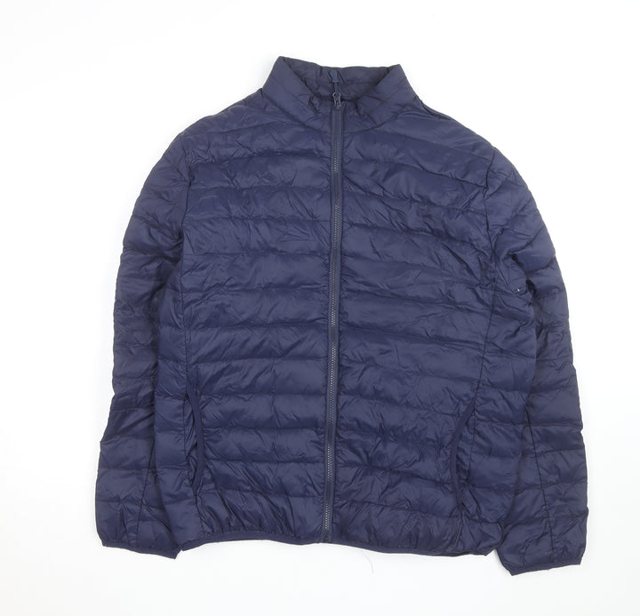 Fila Men's Blue Puffer Jacket L/42in Quilted Lightweight Zip Coat