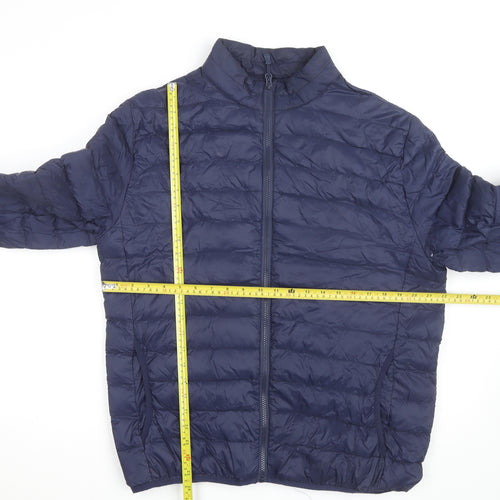 Fila Men's Blue Puffer Jacket L/42in Quilted Lightweight Zip Coat