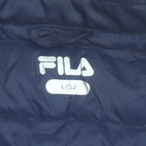 Fila Men's Blue Puffer Jacket L/42in Quilted Lightweight Zip Coat