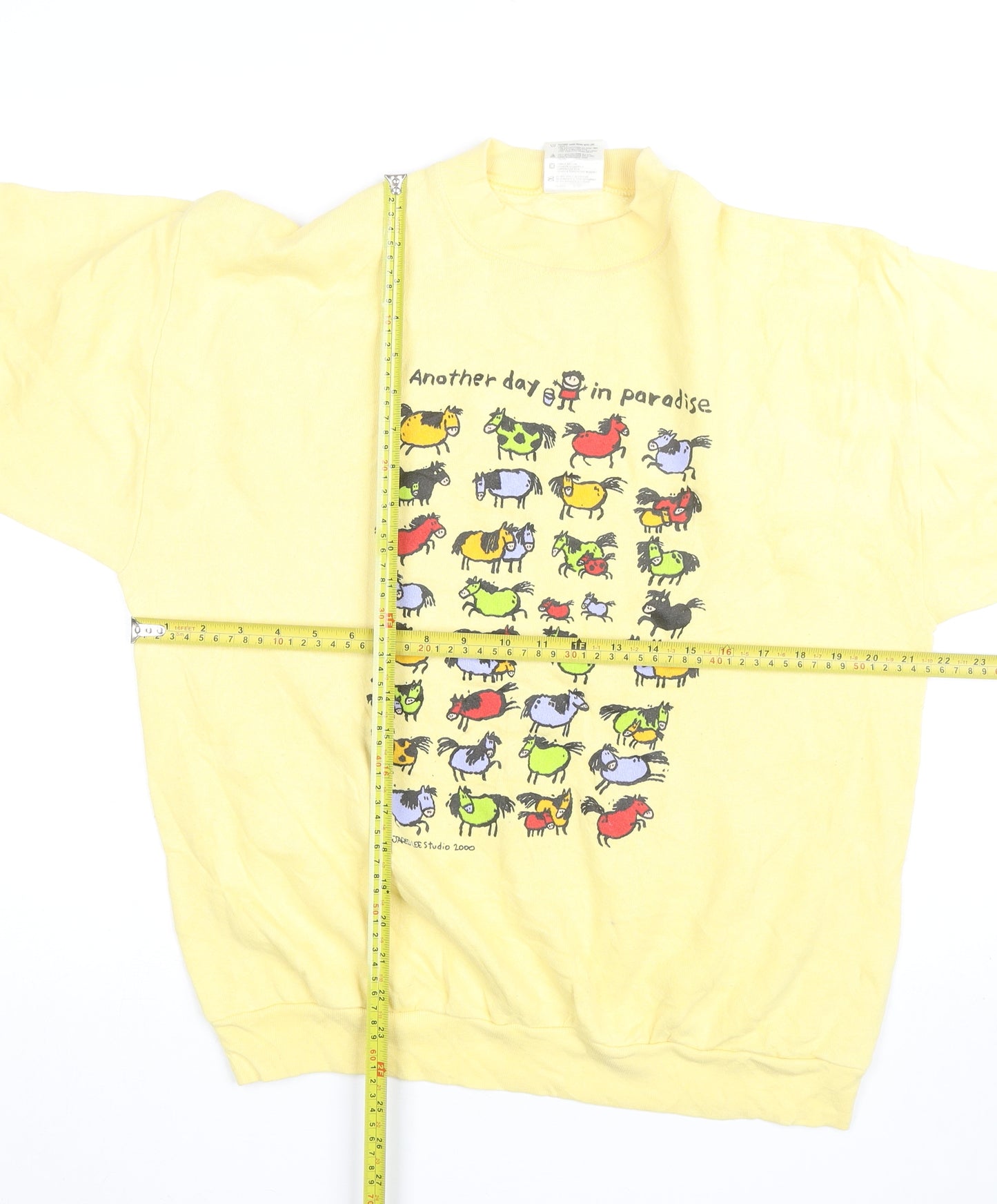 Tultex Men's Yellow Pullover Sweatshirt Large Graphic Print Vintage